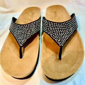 Mix It Women Thong Sandal Rainbow Bejeweled upper Leather insole Cork soles  9.5